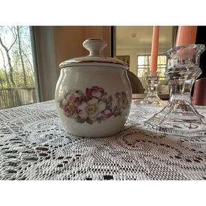 Gerald Porzellan Porcelain Floral and Gold Trimmed Marmalade Jam Mustard Dish